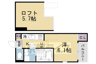 ローズマリーヒルズ淀新町【101号室】の間取り