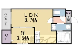 ジーメゾン山科エミール【1階】の間取り