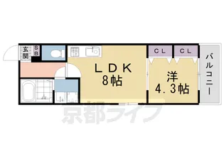 京都府京都市伏見区向島庚申町【アパート】の間取り