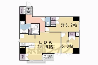 サンメゾン京都堺町通ザ・テラス【203号室】の間取り
