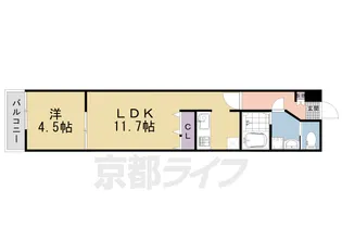 LA FITE NIJOJO【305号室】の間取り