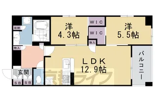プレサンスロジェ 京都御所西【203号室】の間取り