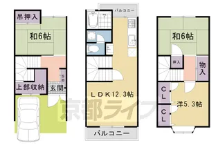京都府京都市中京区西ノ京右馬寮町【一戸建】の間取り