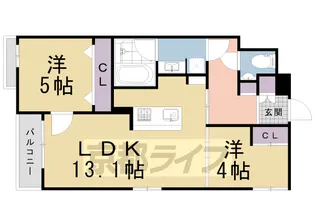 BRIGH STONE御所北【102号室】の間取り