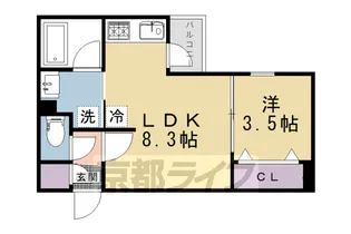 ウェルスクエア京都智恵光院【4階】の間取り