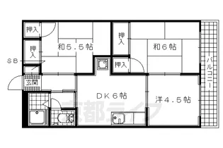 京都府宇治市五ヶ庄梅林【マンション】の間取り