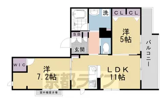 京都府京都市右京区太秦森ケ前町【マンション】の間取り