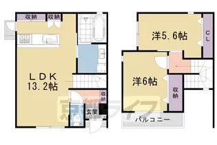 京都府京都市右京区嵯峨釈迦堂門前瀬戸川町【一戸建】の間取り