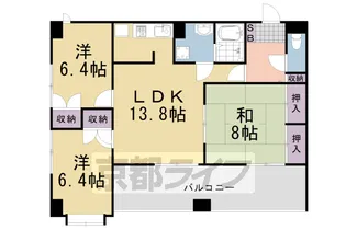 GARNET RESIDENCE上桂【302号室】の間取り