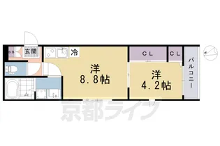 ハーモニーテラス深草越後屋敷町【203号室】の間取り