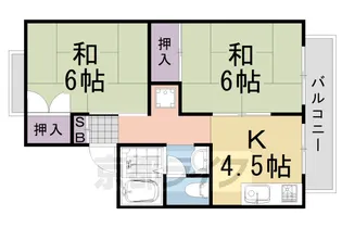 セジュール山代上桂【201号室】の間取り