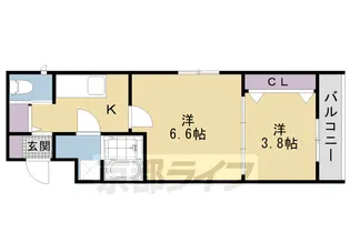 MJC京都西大路Ⅱ【208号室】の間取り