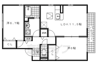 リビングタウン祝園 A棟【202号室】の間取り