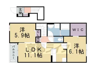 クレメント木津八ヶ坪A【205号室】の間取り