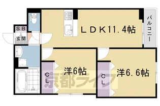 グロブナーコート丹波口【1階】の間取り