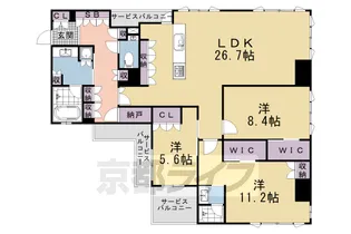 ジオ京都御池通【9階】の間取り