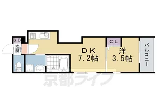ハーモニーテラス太秦一ノ井町【2階】の間取り