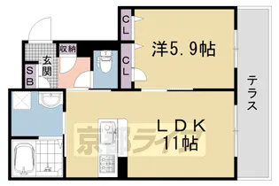 セントリヴィエ京都嵐山Ⅲ【103号室】の間取り