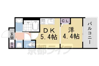 京都府京都市右京区花園艮北町【マンション】の間取り