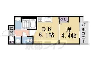京都府京都市右京区花園艮北町【マンション】の間取り
