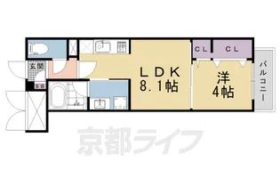 「アリビオ東寺」【1階】の間取り