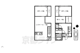 京都府京都市右京区梅津上田町【テラスハウス】の間取り