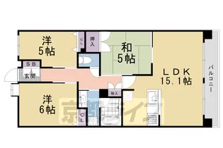 パラドール四条山ノ内ウエストシティ【6階】の間取り