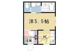 京都府京都市中京区聚楽廻東町【テラスハウス】の間取り