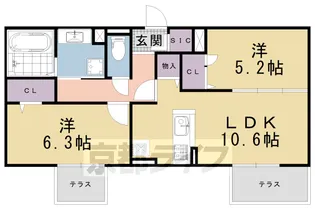 2LDKの間取り画像