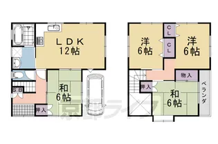京都府長岡京市勝竜寺巡り原【一戸建】の間取り