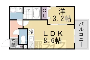 ジーメゾン山科ノース【105号室】の間取り