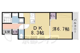 フォルトゥーナ東寺町【110号室】の間取り