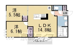 ルーセント伏見稲荷【2階】の間取り