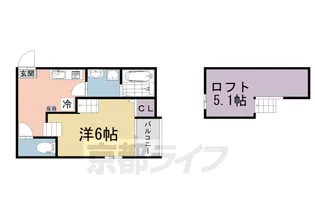 ハーモニーテラス深草東伊達町【2階】の間取り