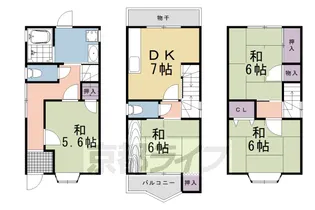 京都府乙訓郡大山崎町大山崎斗加坪【一戸建】の間取り