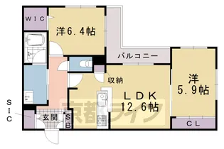 シャーメゾン ル・ボヌール【306号室】の間取り