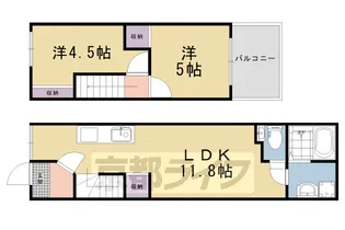 京都府京都市右京区嵯峨野神ノ木町【テラスハウス】の間取り
