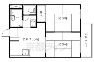 京都府京都市山科区上花山坂尻【アパート】の間取り