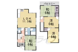 京都府宇治市木幡【一戸建】の間取り