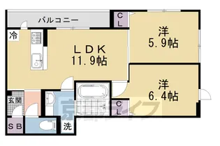 京都府京都市左京区岩倉東宮田町【アパート】の間取り