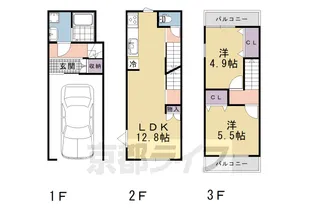 京都府京都市伏見区深草加賀屋敷町【テラスハウス】の間取り