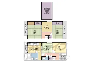 京都府京都市右京区花園段ノ岡町【一戸建】の間取り