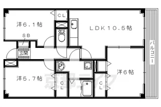 大阪府枚方市招提元町1丁目【マンション】の間取り