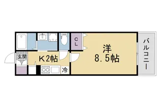 ヴァンヴェール枚方【208号室】の間取り