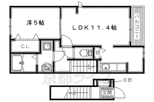 大阪府枚方市山之上東町【アパート】の間取り