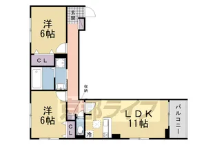 ラ ヴィータ リッカ【102号室】の間取り