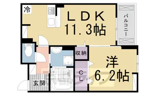 大阪府枚方市山之上2丁目【アパート】の間取り