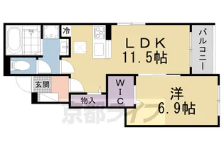 京都府木津川市加茂町里中門伝【アパート】の間取り