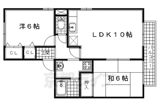 アベニュー祝園【201号室】の間取り