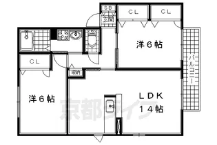 ウエストソレイユ(宇治田原)【102号室】の間取り
